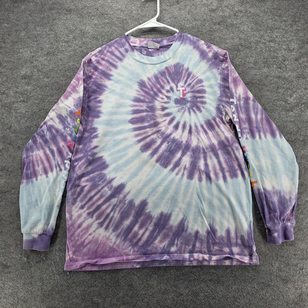 Teddy Fresh Shirt Mens Large Purple Long Sleeve Crewneck Tie-Dye Graphic Logo